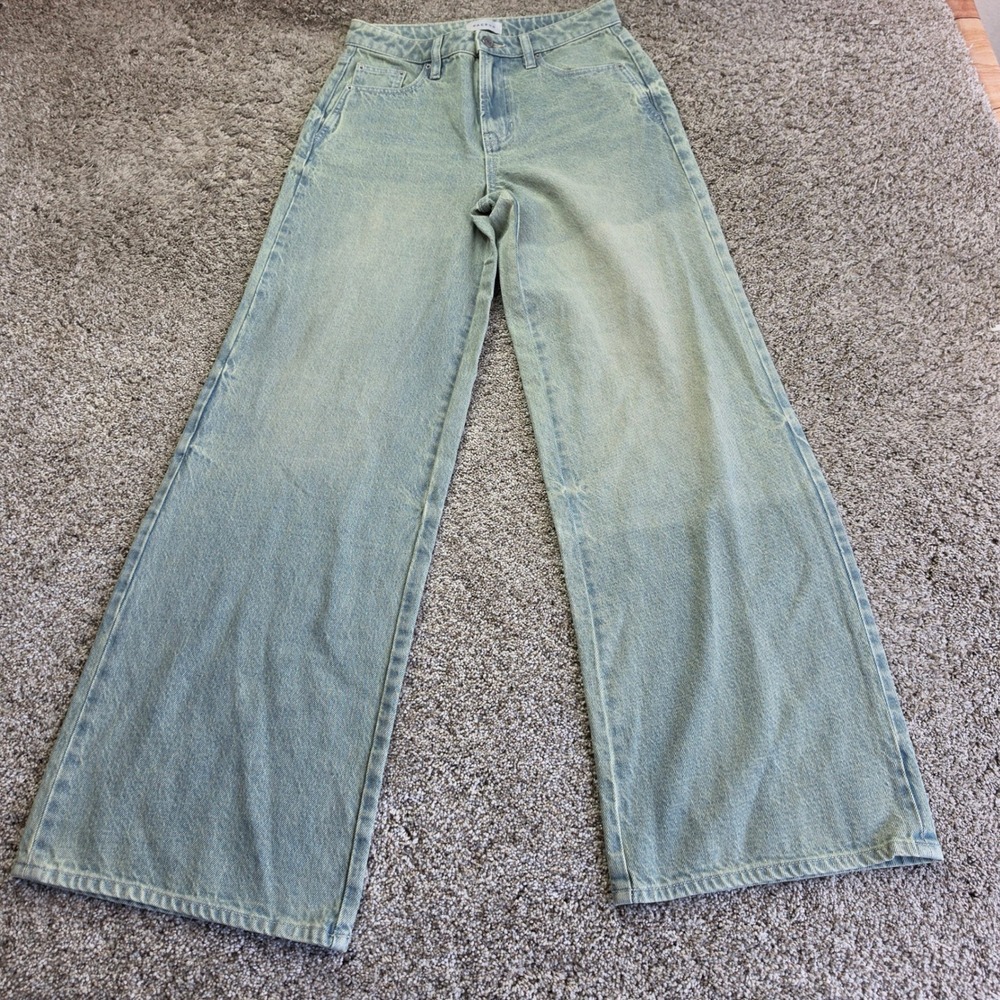 PacSun Wide Leg Jeans Womens 28 Light Blue Faded Denim High Rise Baggy Ladies